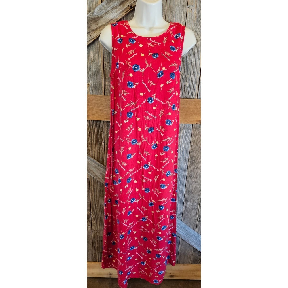 Vintage Carolina colors size 10 long sleevless floral Maxi dress ^